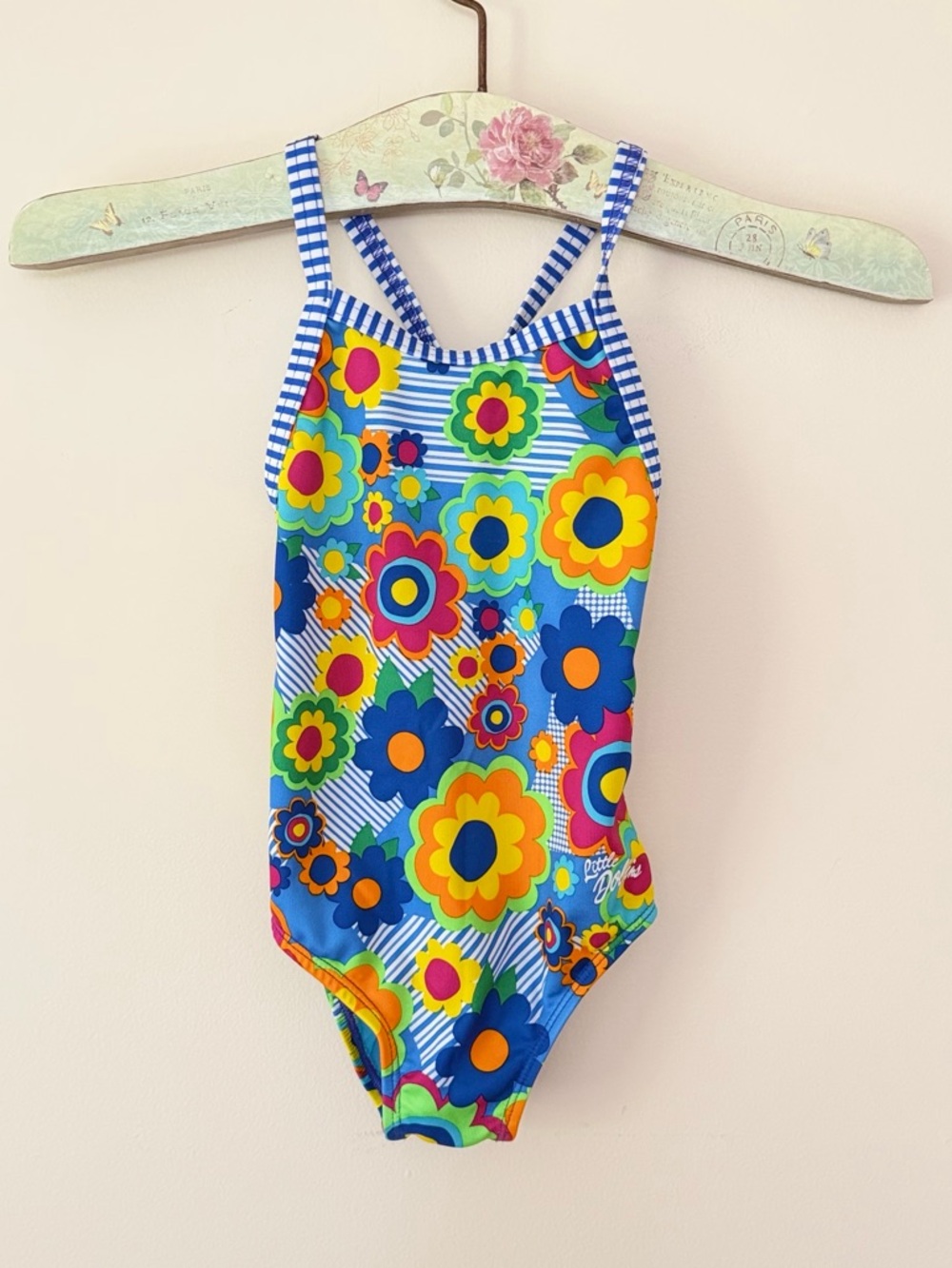 Little Dolfin Girls Swimsuit One Piece Floral Stripes 5